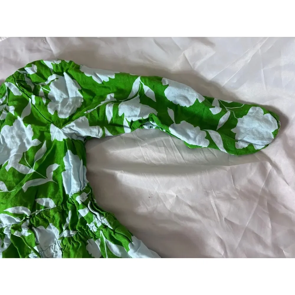 Kate Spade New York Dress Women's S Green Blue Floral Tie Shoulder